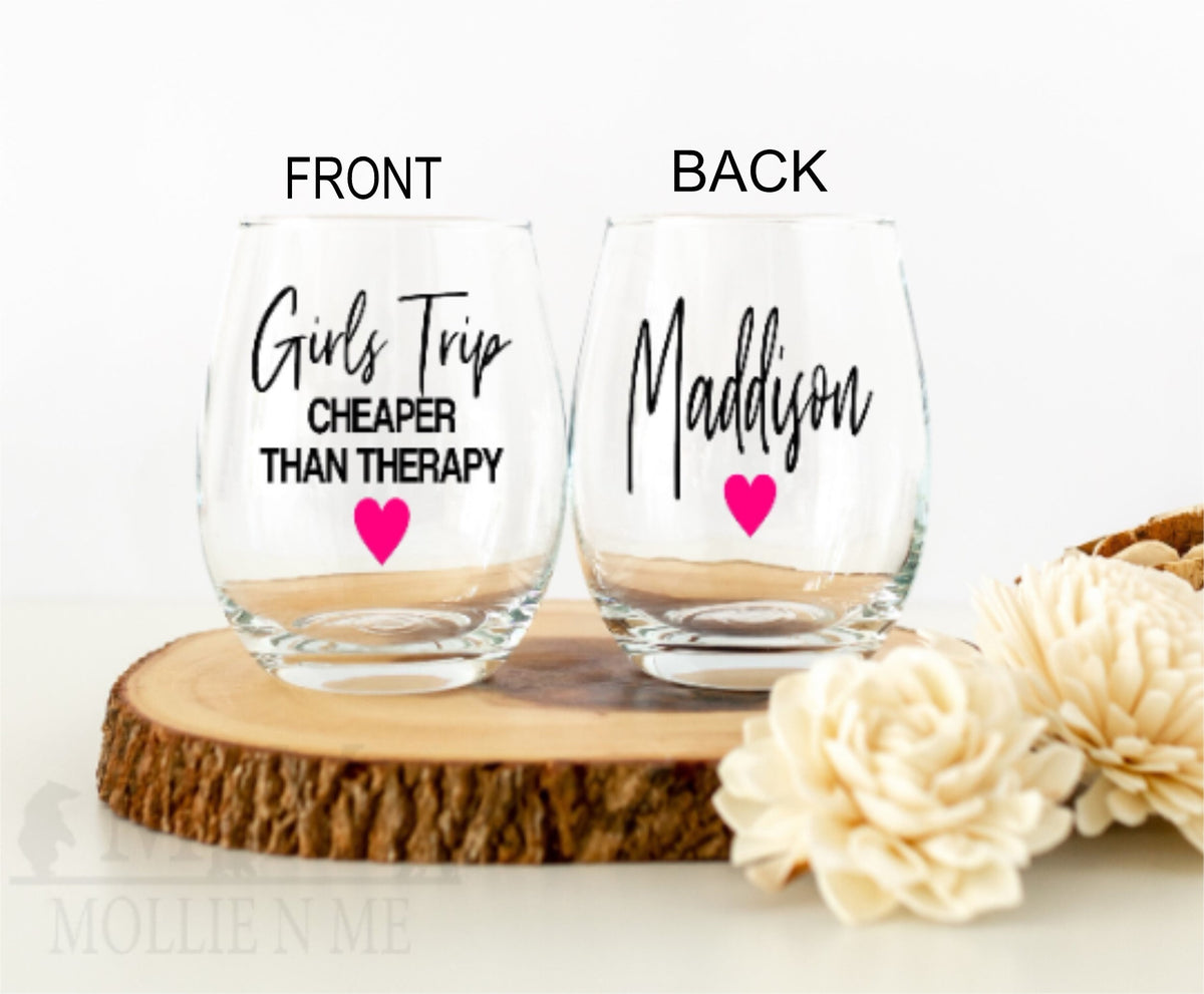 Girls Trip Stemless Wine Glass - Funny Gift for Friends