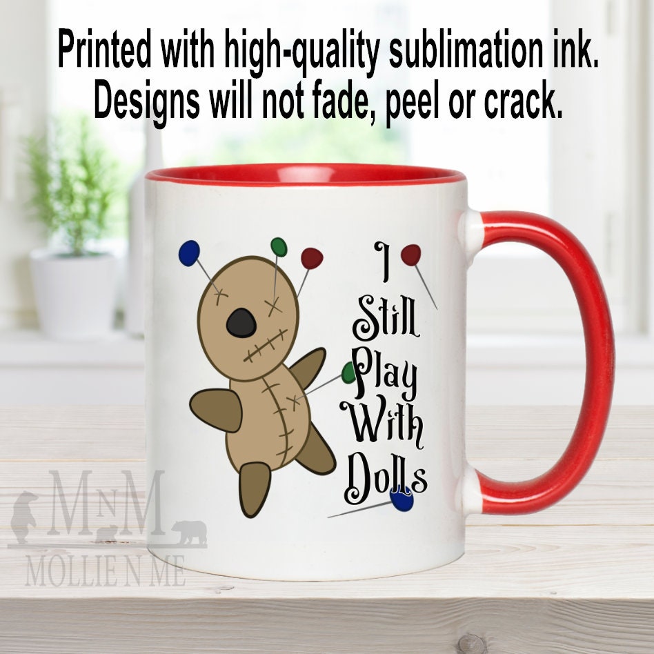 Creepy Voodoo Doll Coffee Mug - Gothic Witchcraft Ceramic Mug