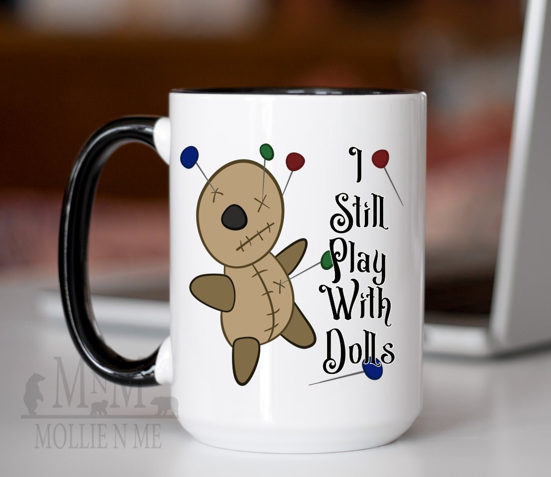 Creepy Voodoo Doll Coffee Mug - Gothic Witchcraft Ceramic Mug