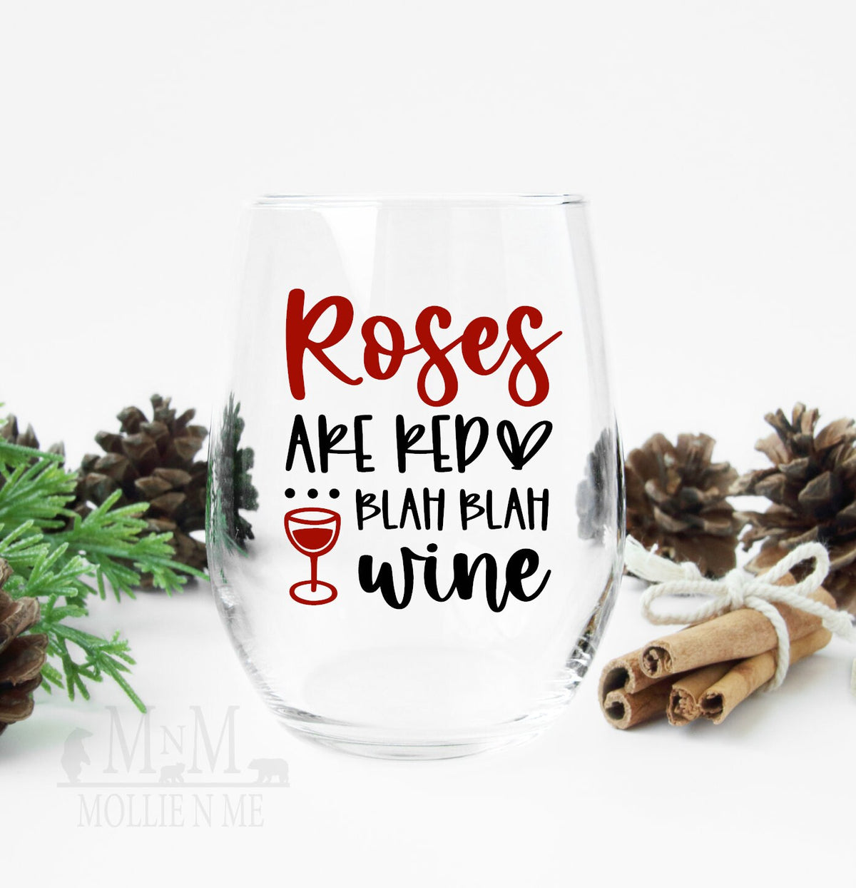 Funny Stemless Wine Glass | Roses Are Red Blah Blah Valentine Gift