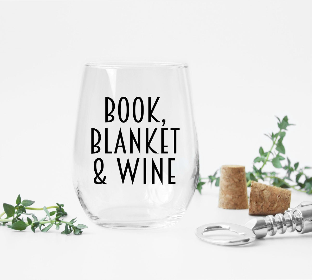 Book Blanket & Wine Glass – Funny Stemless Wine Glass for Book Lovers
