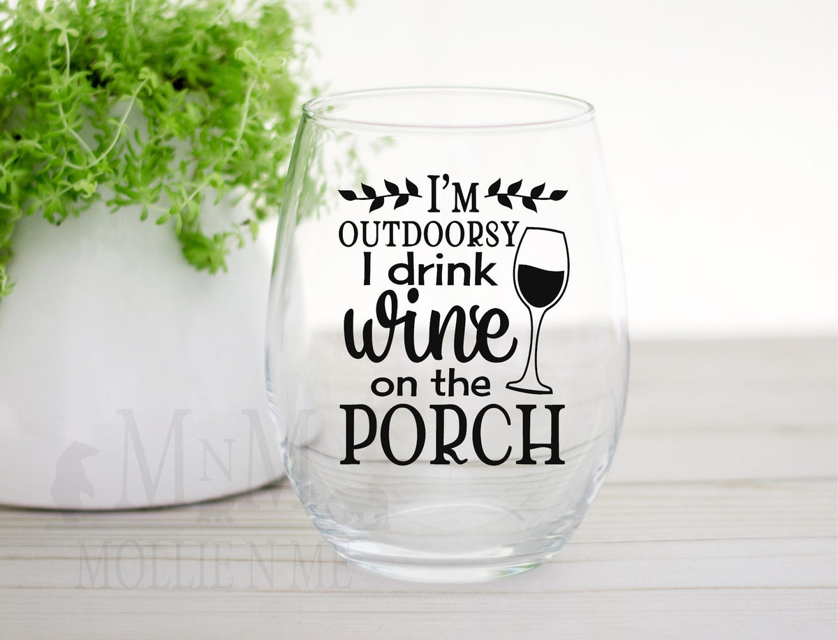 I'm Outdoorsy Stemless Wine Glass
