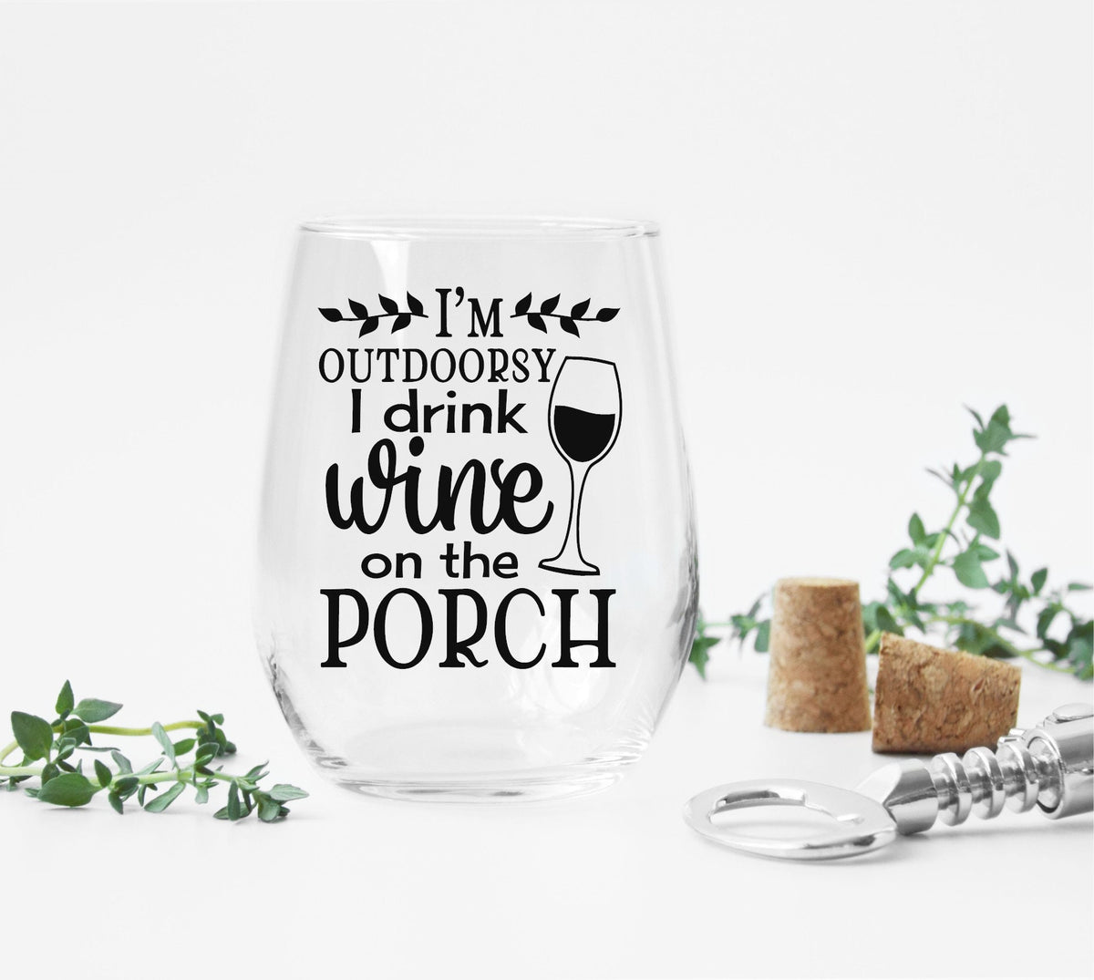 I'm Outdoorsy Stemless Wine Glass