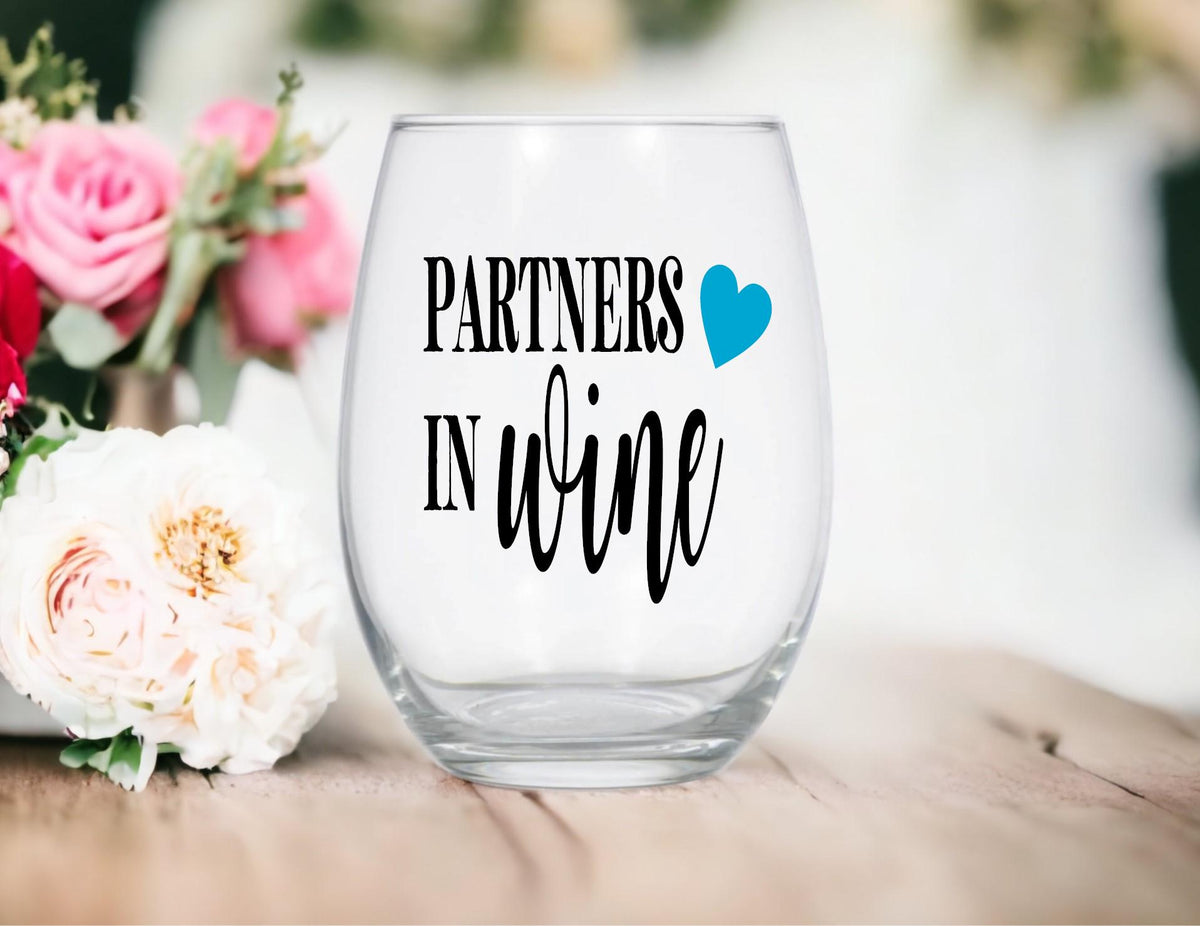 Partners In Wine Glass, Friendship Gift for Wine Lover