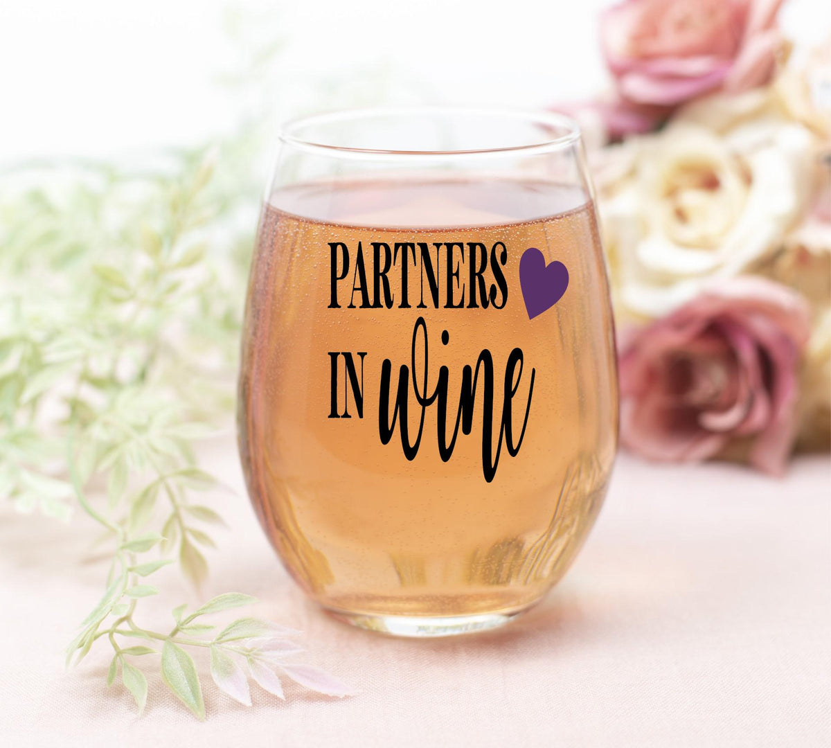Partners In Wine Glass, Friendship Gift for Wine Lover