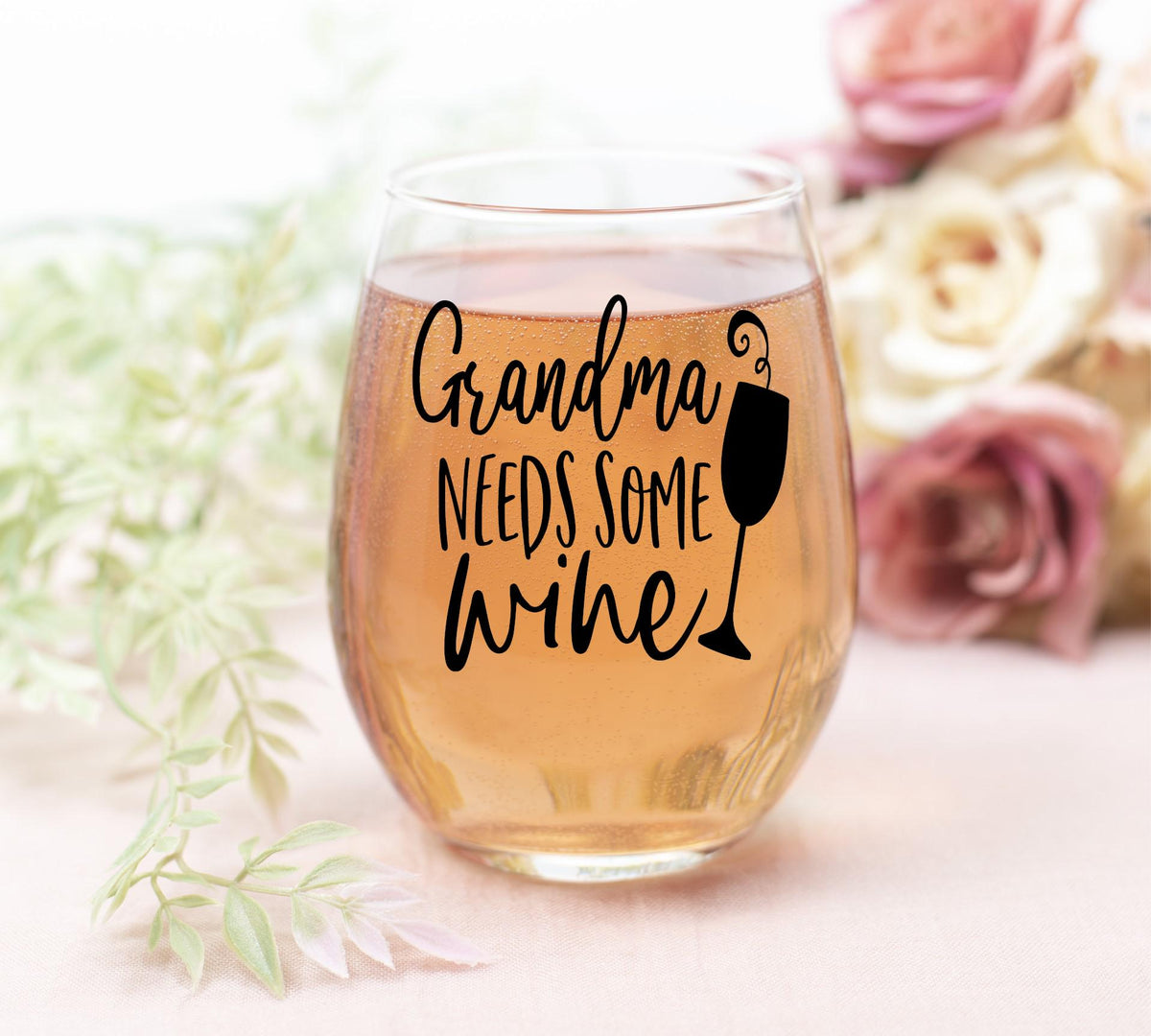 Grandma Needs Stemless Glass | Humorous Gift for Grandma, Wine Lover