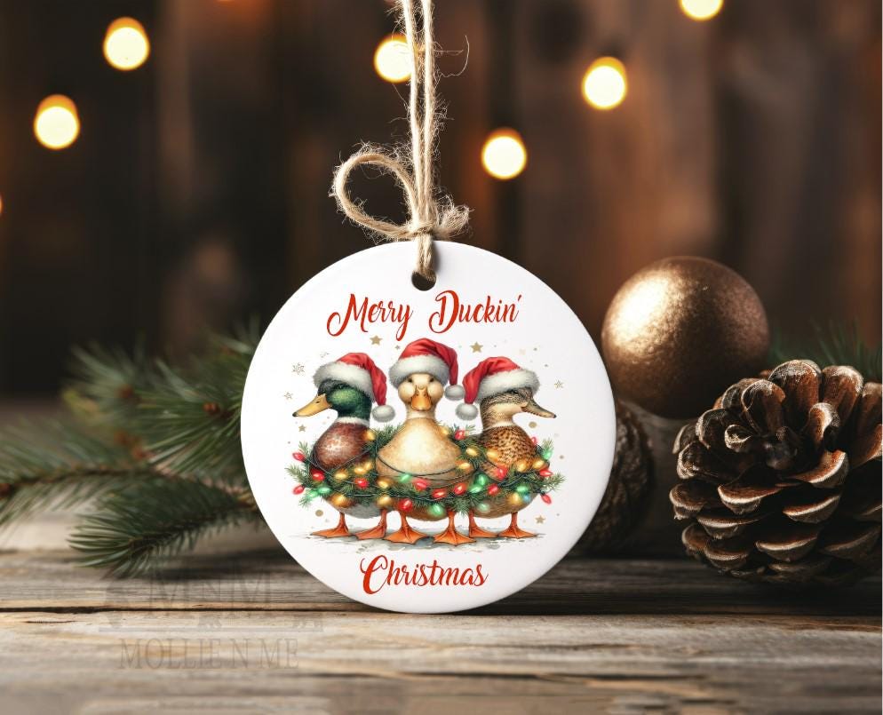 Merry Duckin’ Christmas Ornament – Funny Duck Christmas Tree Ornament