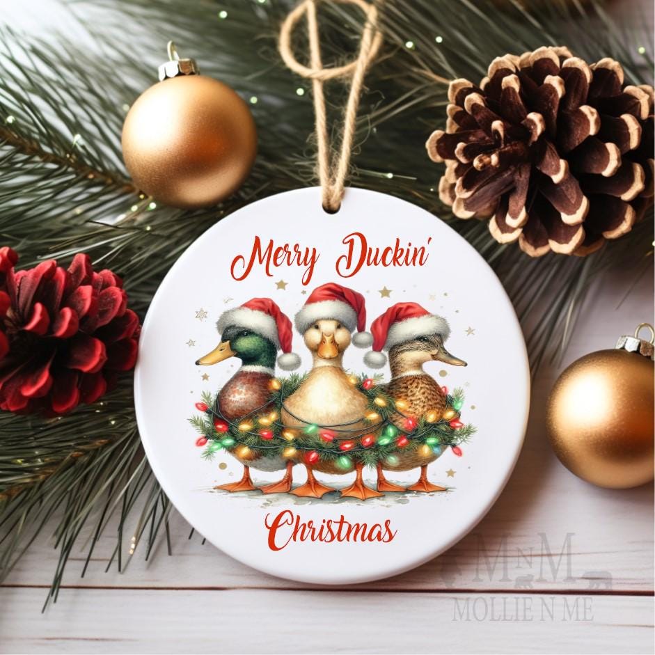 Merry Duckin’ Christmas Ornament – Funny Duck Christmas Tree Ornament