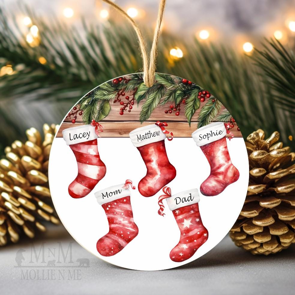 Personalized Family Christmas Ornament | Custom Stocking Name Ornament