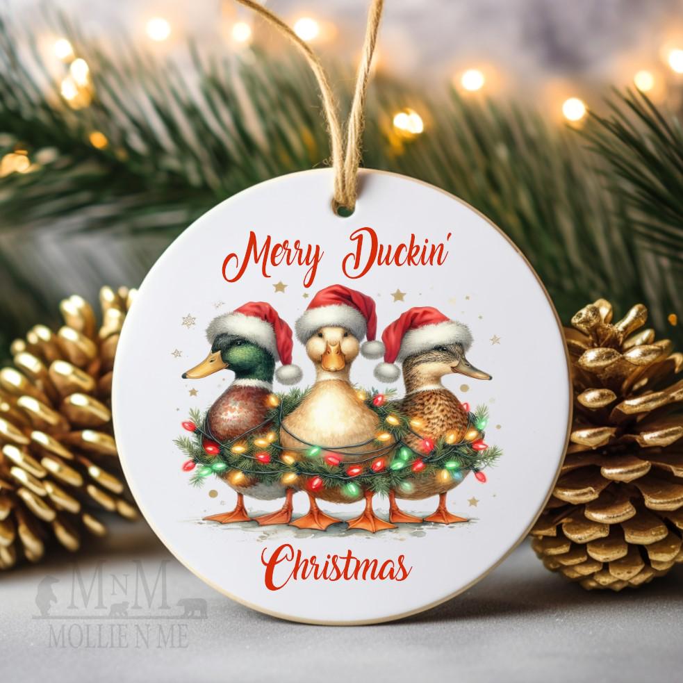 Merry Duckin’ Christmas Ornament – Funny Duck Christmas Tree Ornament