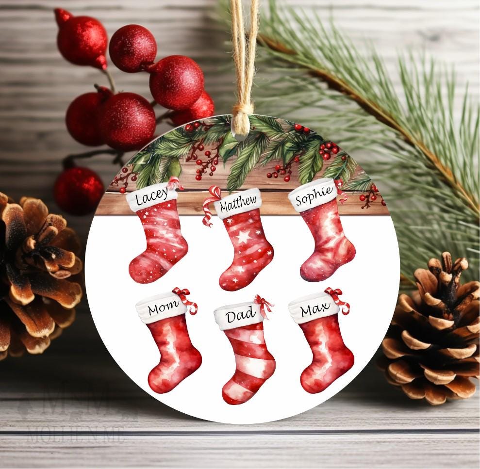 Personalized Family Christmas Ornament | Custom Stocking Name Ornament