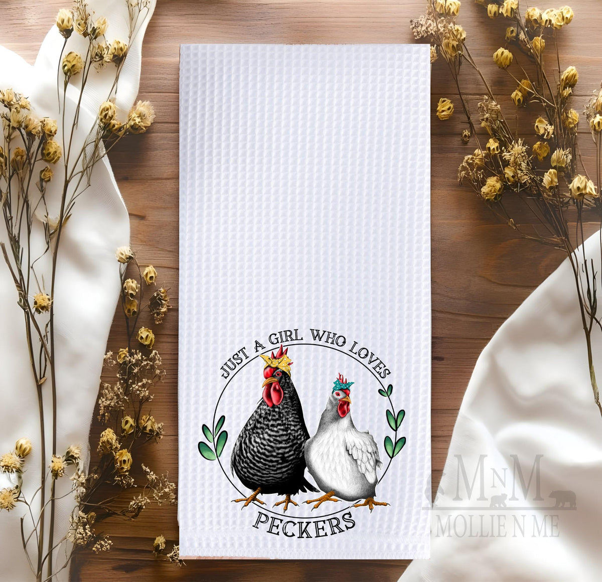Funny Chicken Waffle Towel: Farmhouse Kitchen Decor, Chicken Lover Gift