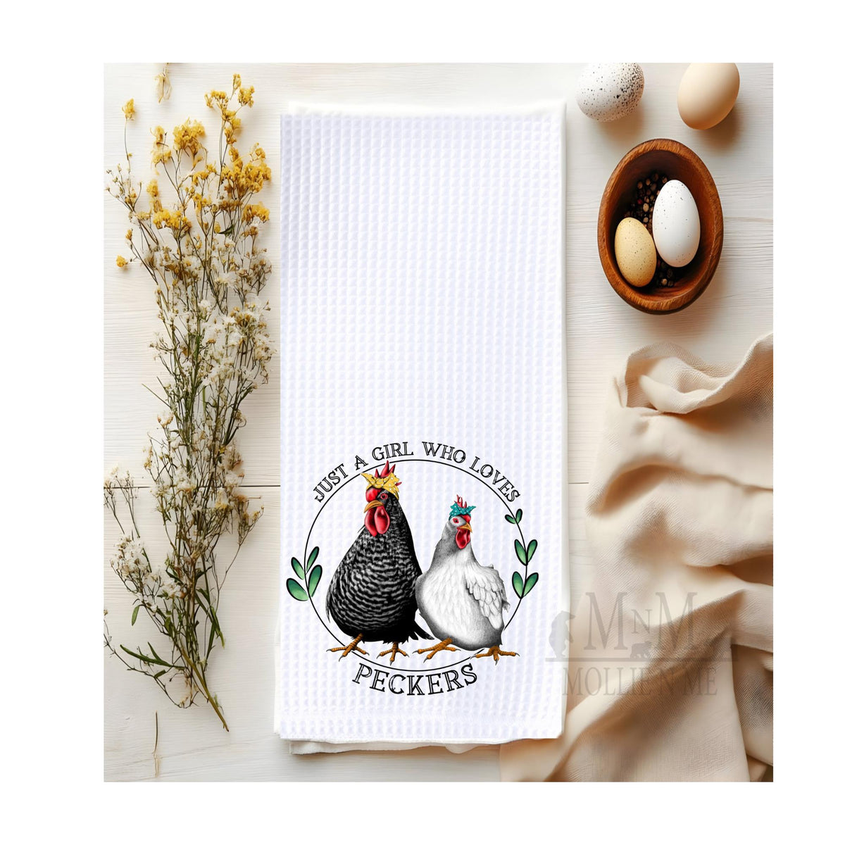 Funny Chicken Waffle Towel: Farmhouse Kitchen Decor, Chicken Lover Gift