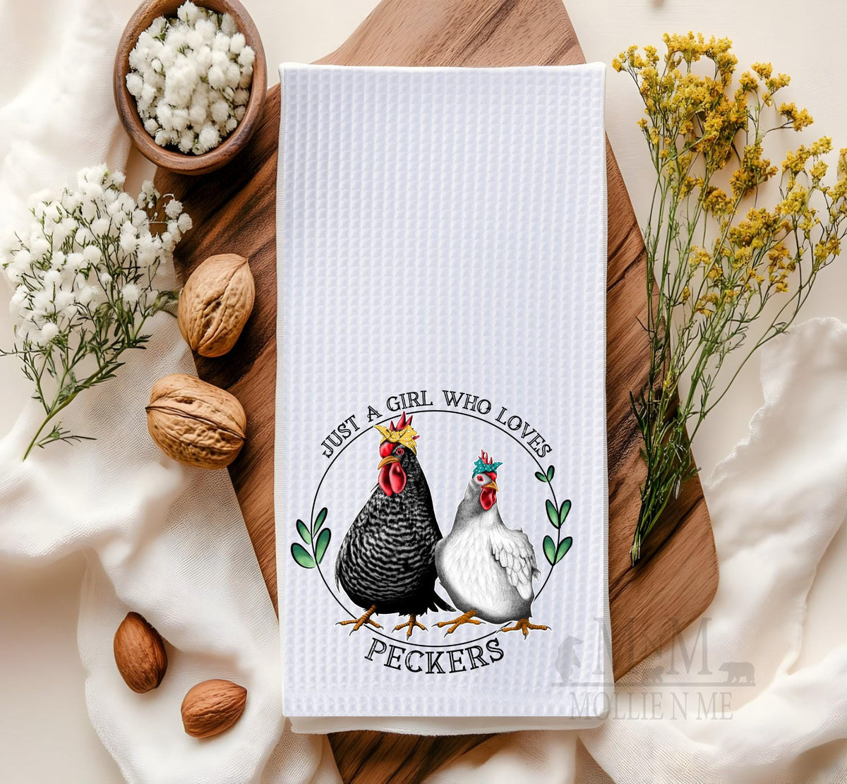 Funny Chicken Waffle Towel: Farmhouse Kitchen Decor, Chicken Lover Gift