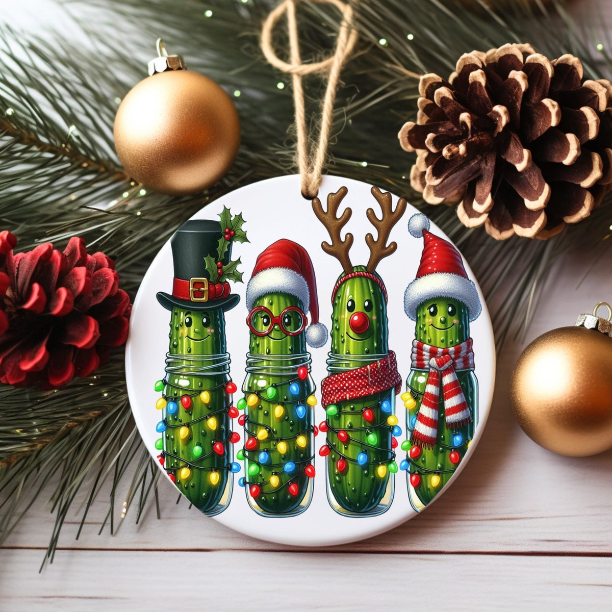 Funny Christmas Pickle Ornament | Pickle Family Holiday Decoration