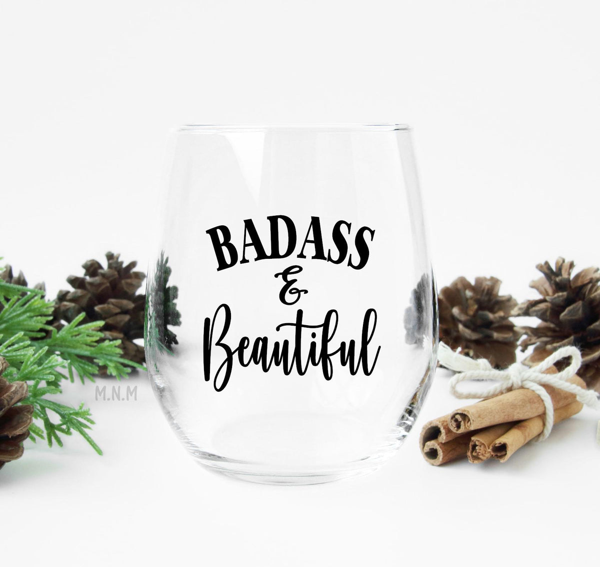 Badass & Beautiful Wine Glass – Funny Stemless Wine Glass Gift for Her