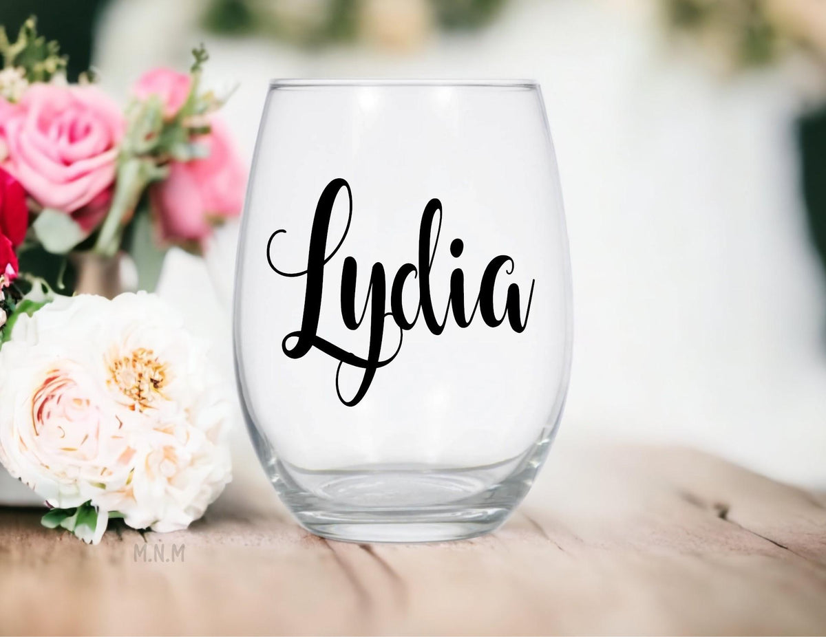 Personalized Bestie Stemless Wine Glass