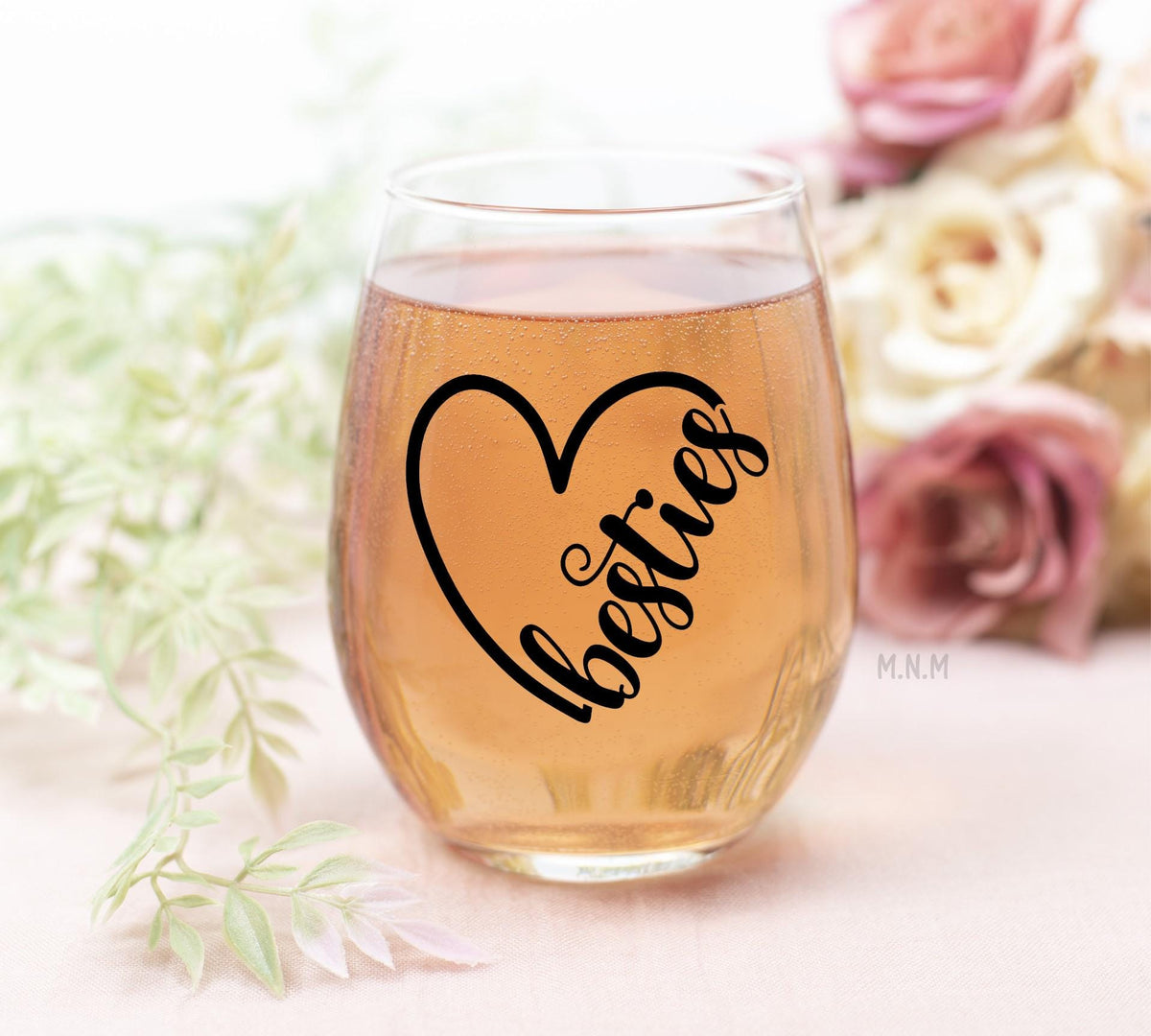 Personalized Bestie Stemless Wine Glass