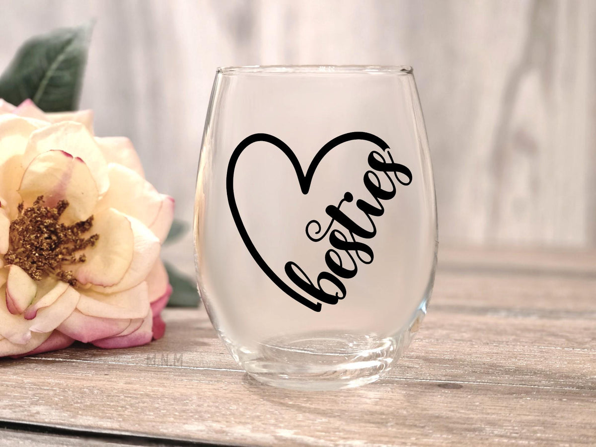 Personalized Bestie Stemless Wine Glass