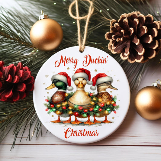 Merry Duckin’ Christmas Ornament – Funny Duck Christmas Tree Ornament