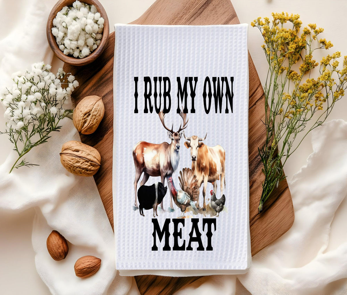 I Rub My Own Meat Waffle Towel: Funny BBQ Kitchen Decor