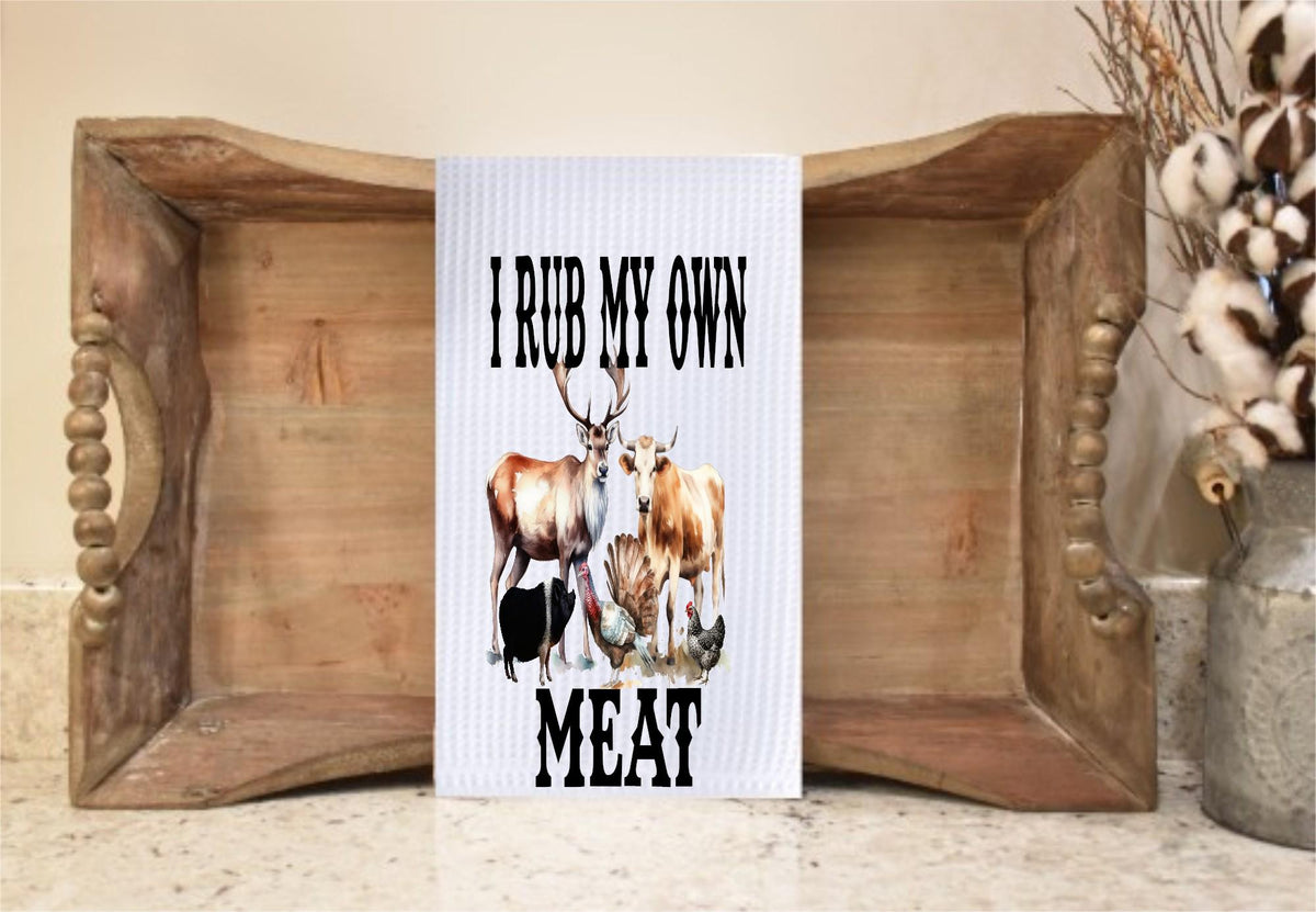 I Rub My Own Meat Waffle Towel: Funny BBQ Kitchen Decor