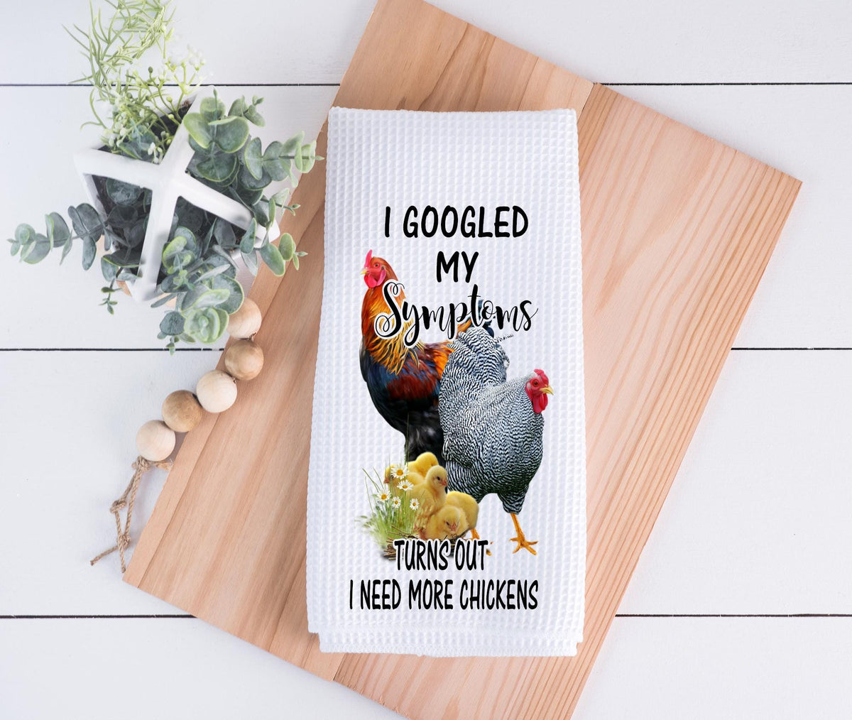 I Need More Chickens Waffle Towel: Chicken Lover Kitchen Decor