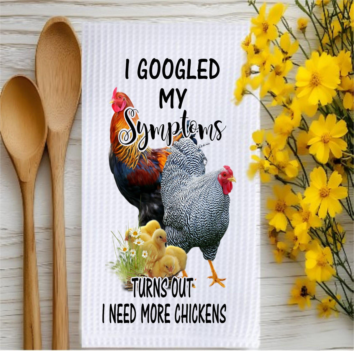 I Need More Chickens Waffle Towel: Chicken Lover Kitchen Decor