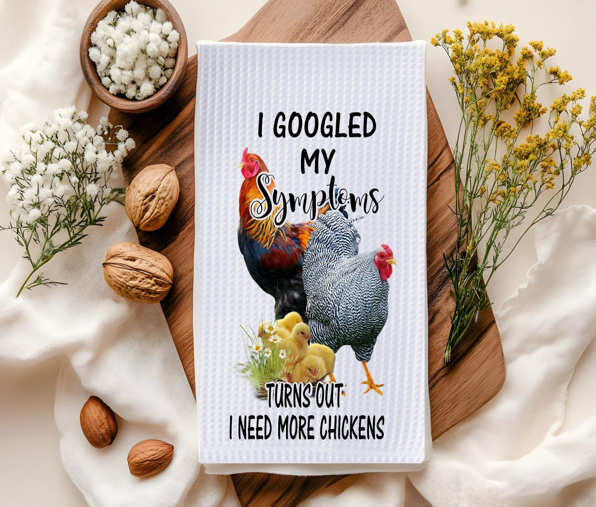 I Need More Chickens Waffle Towel: Chicken Lover Kitchen Decor