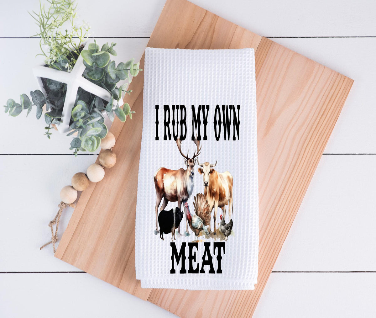 I Rub My Own Meat Waffle Towel: Funny BBQ Kitchen Decor