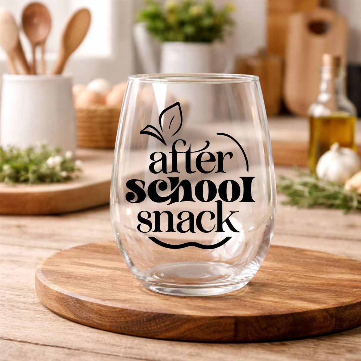 Teacher Wine Glass: After School Snack, Teacher Appreciation Gift