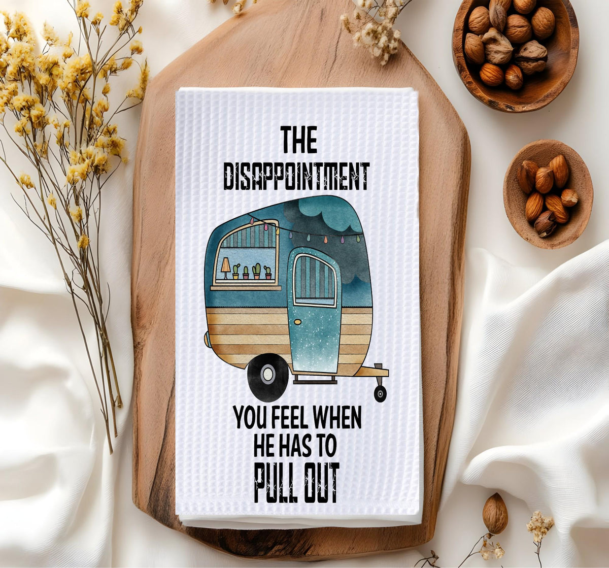 Funny RV Camping Kitchen Towel | Retro Camper Humor