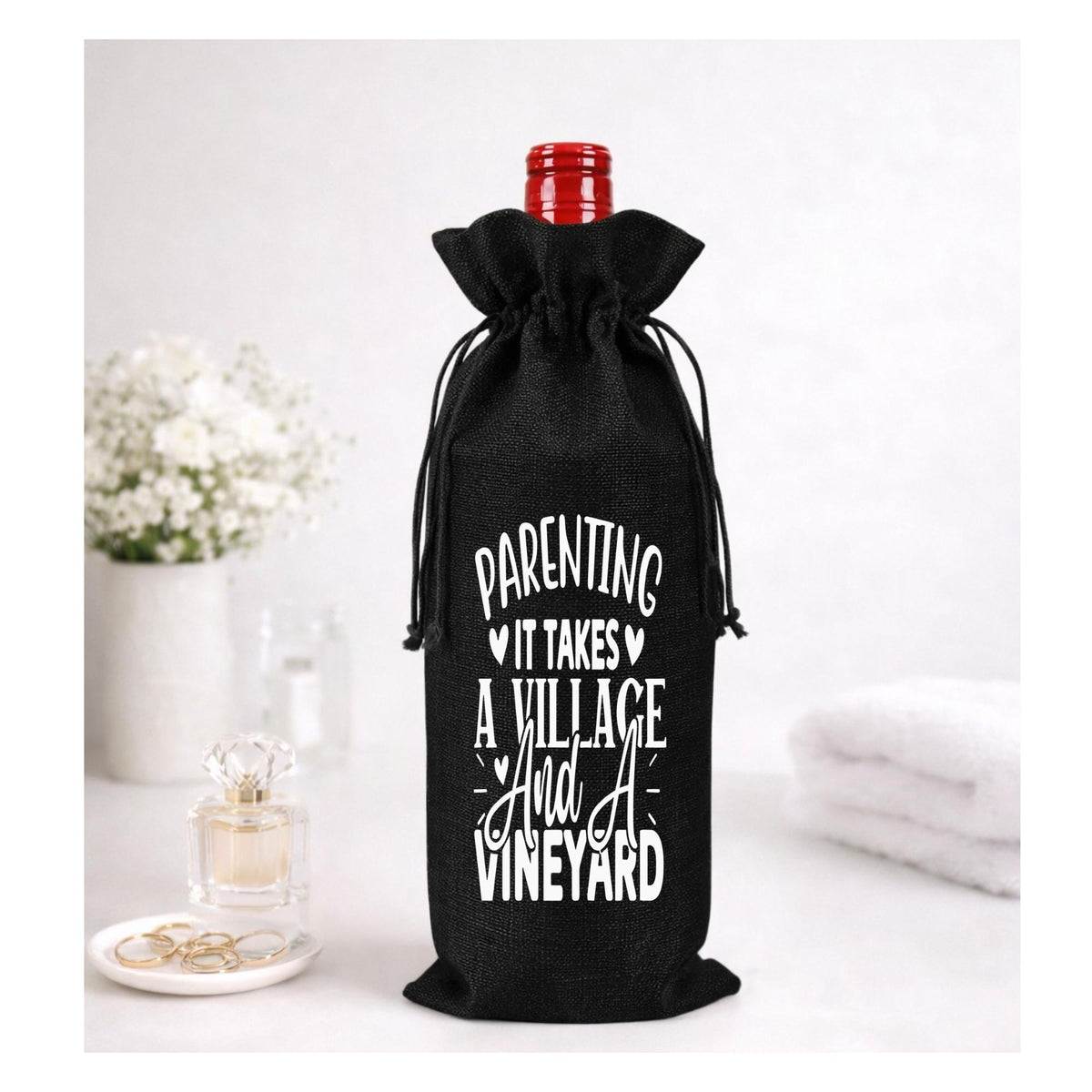 Funny Parenting Wine Bag | It Takes a Village and a Vineyard Wine Gift Bag