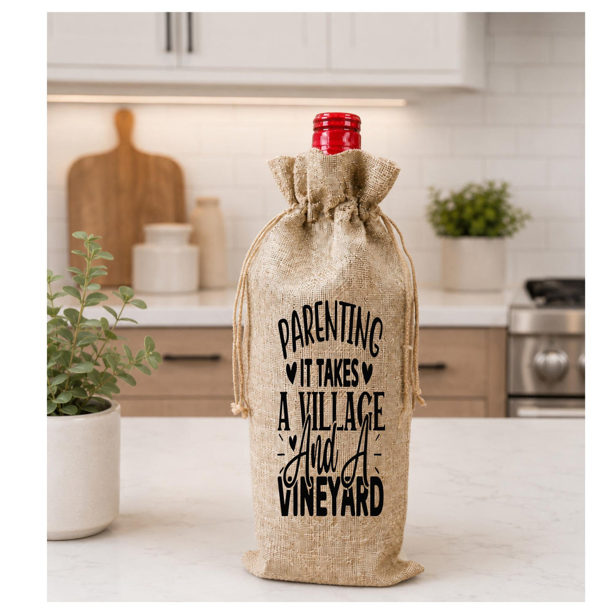 Funny Parenting Wine Bag | It Takes a Village and a Vineyard Wine Gift Bag