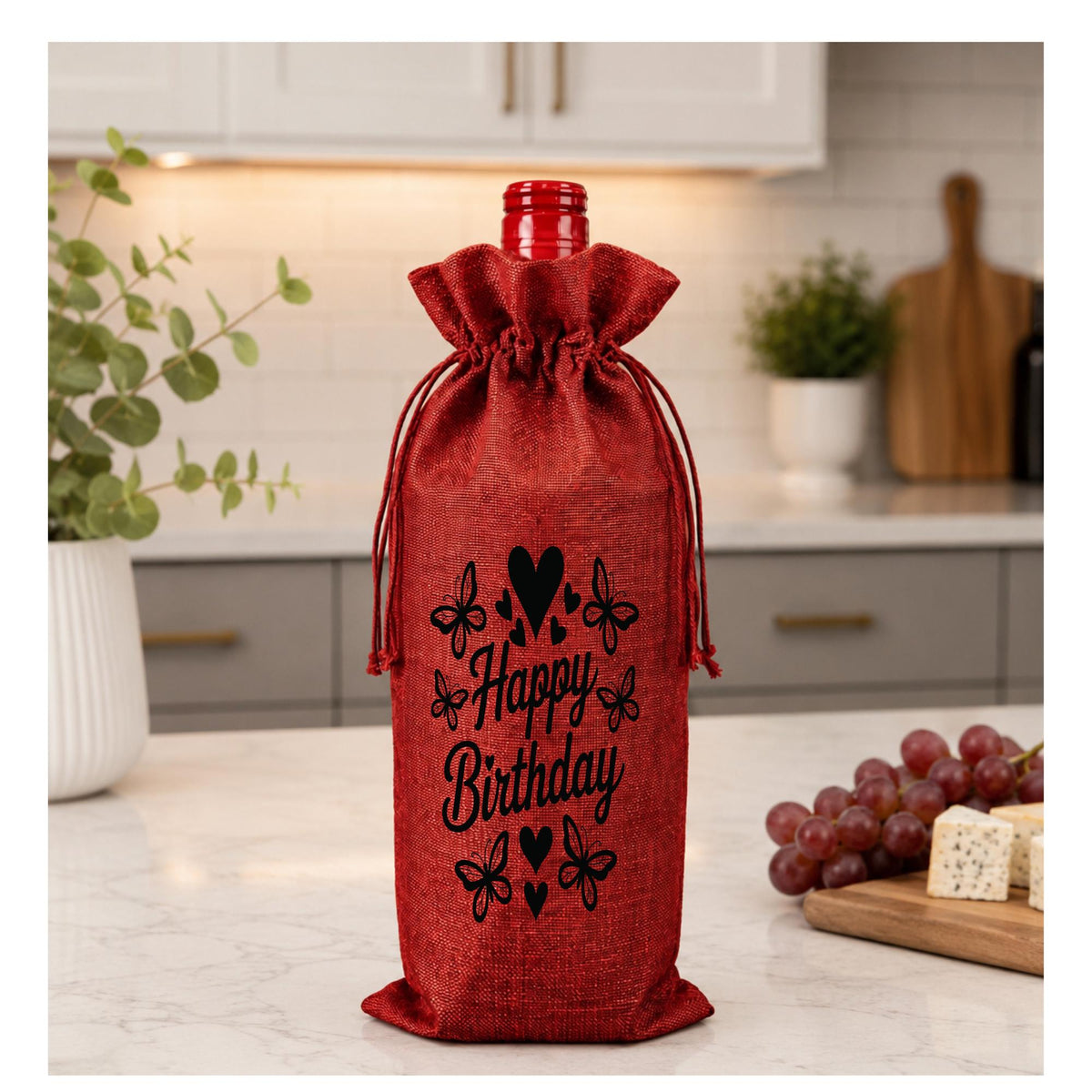 Funny Wine Bottle Gift Bags – Reusable Drawstring Wine Bags for Birthday Gifts
