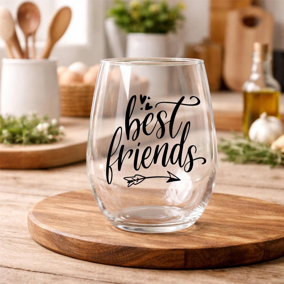 Bestie Stemless Wine Glass | Friendship Gift for Her, Sister, Bridesmaid