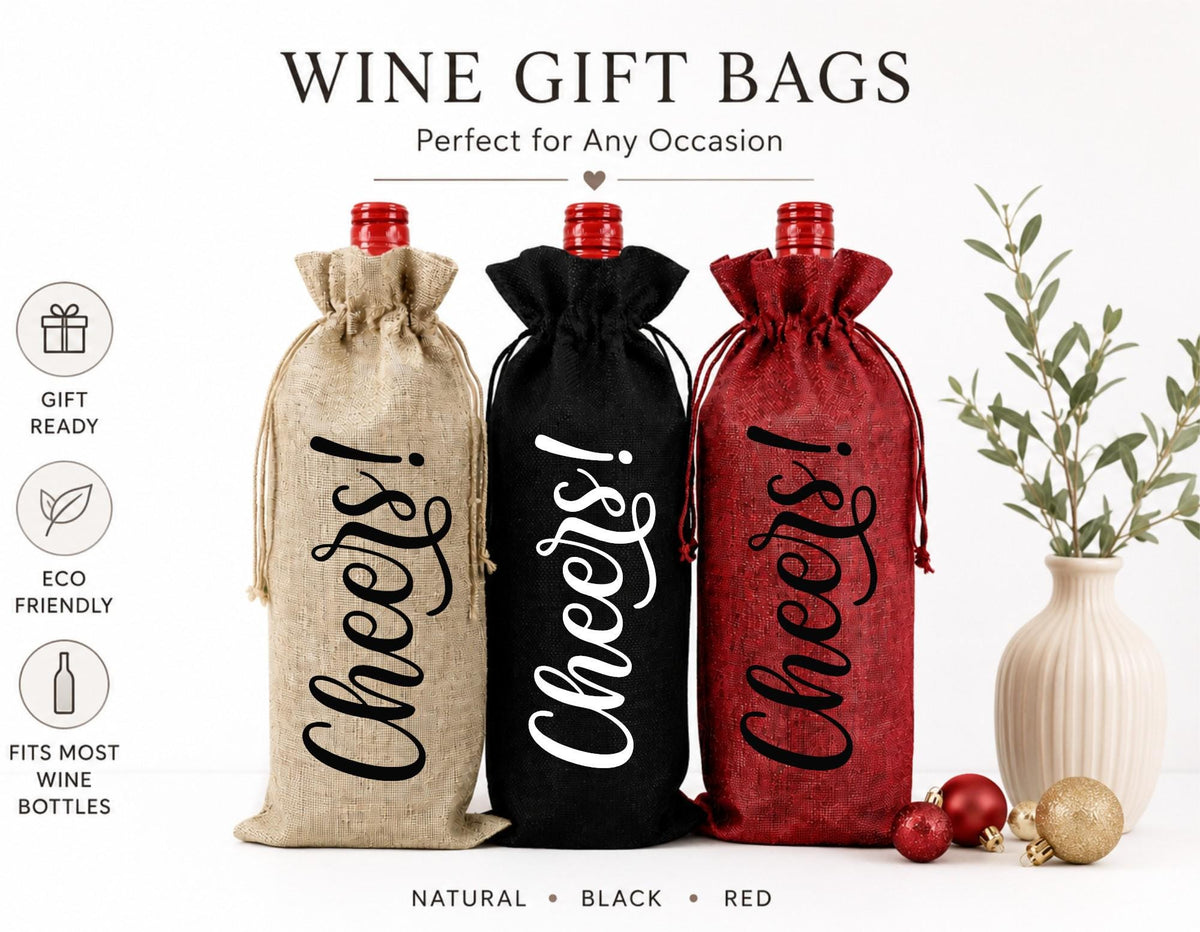 Cheers Wine Bottle Gift Bag – Reusable Drawstring Wine Bag for Wine Lovers