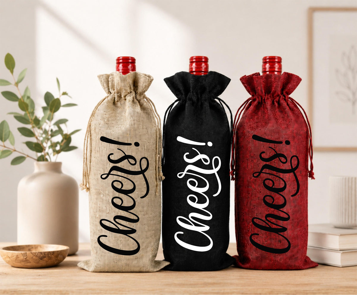 Cheers Wine Bottle Gift Bag – Reusable Drawstring Wine Bag for Wine Lovers