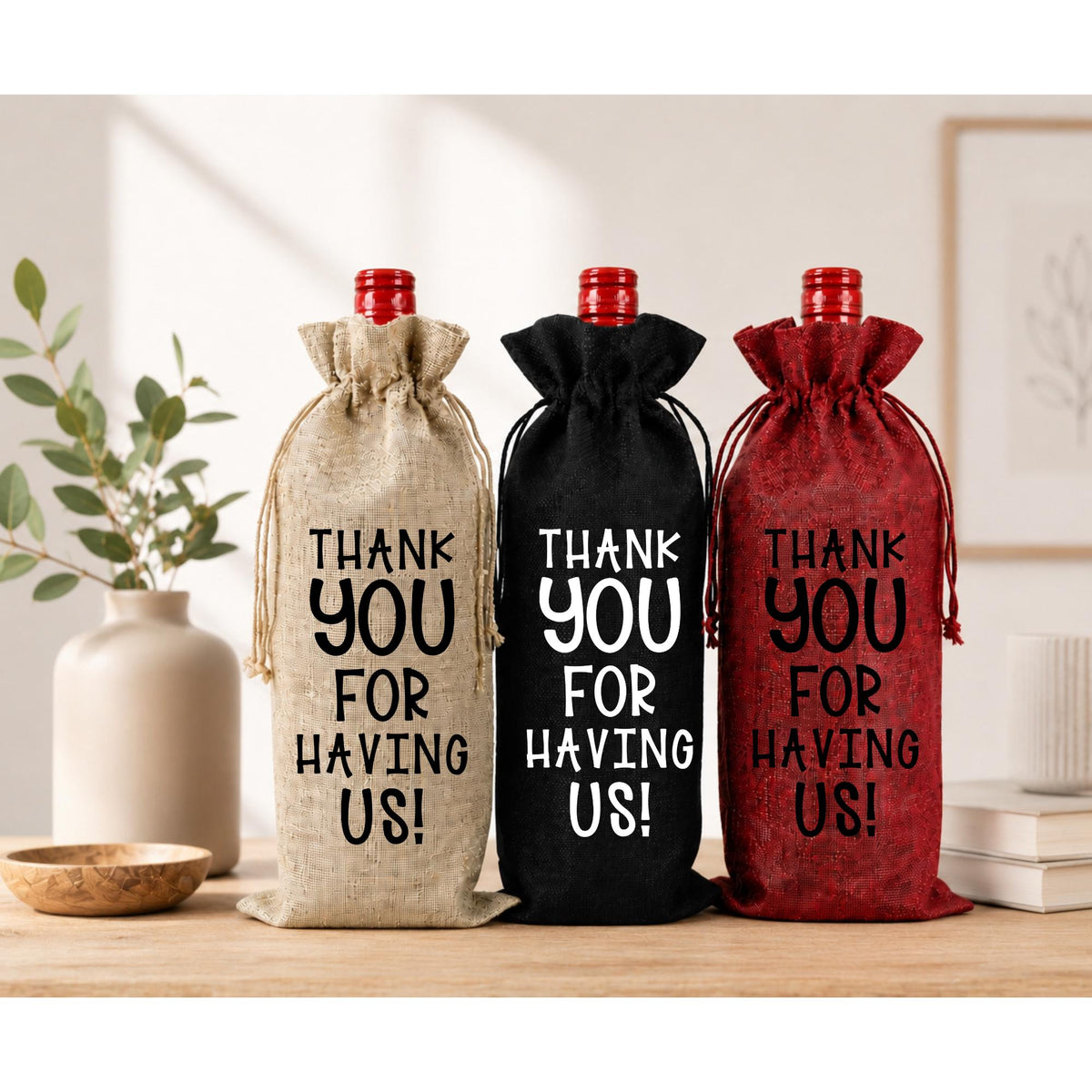 Thank You Wine Bag “Thank You for Having Us” Hostess Gift Bag