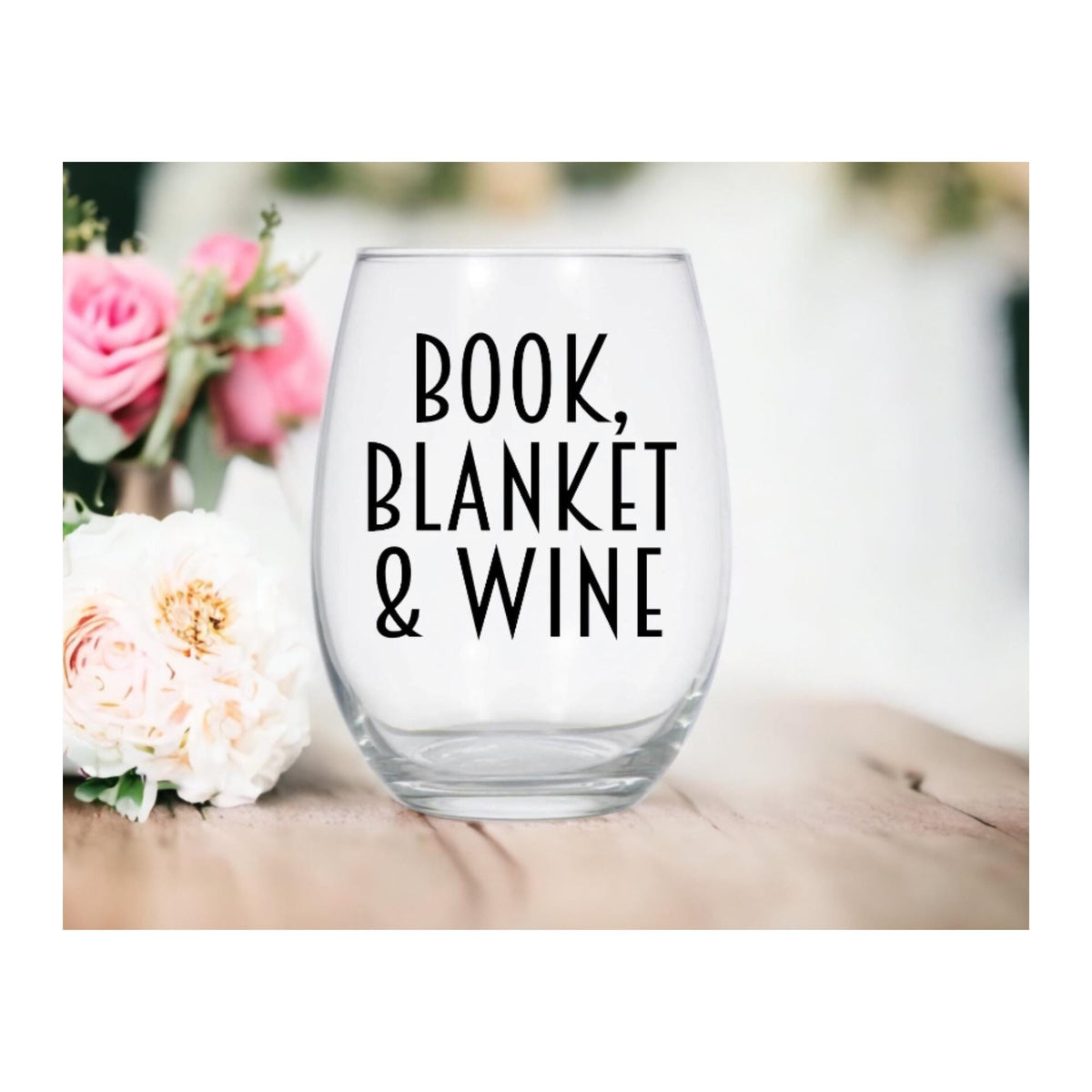 Book Blanket & Wine Glass – Funny Stemless Wine Glass for Book Lovers