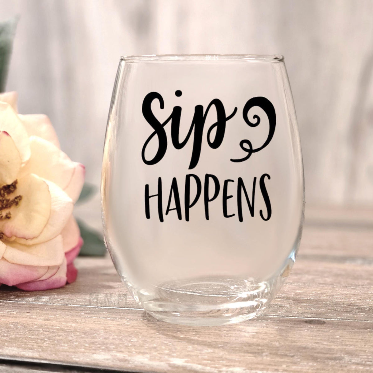Sip Happens Wine Glass - Stemless 20oz Wine Lover Gift