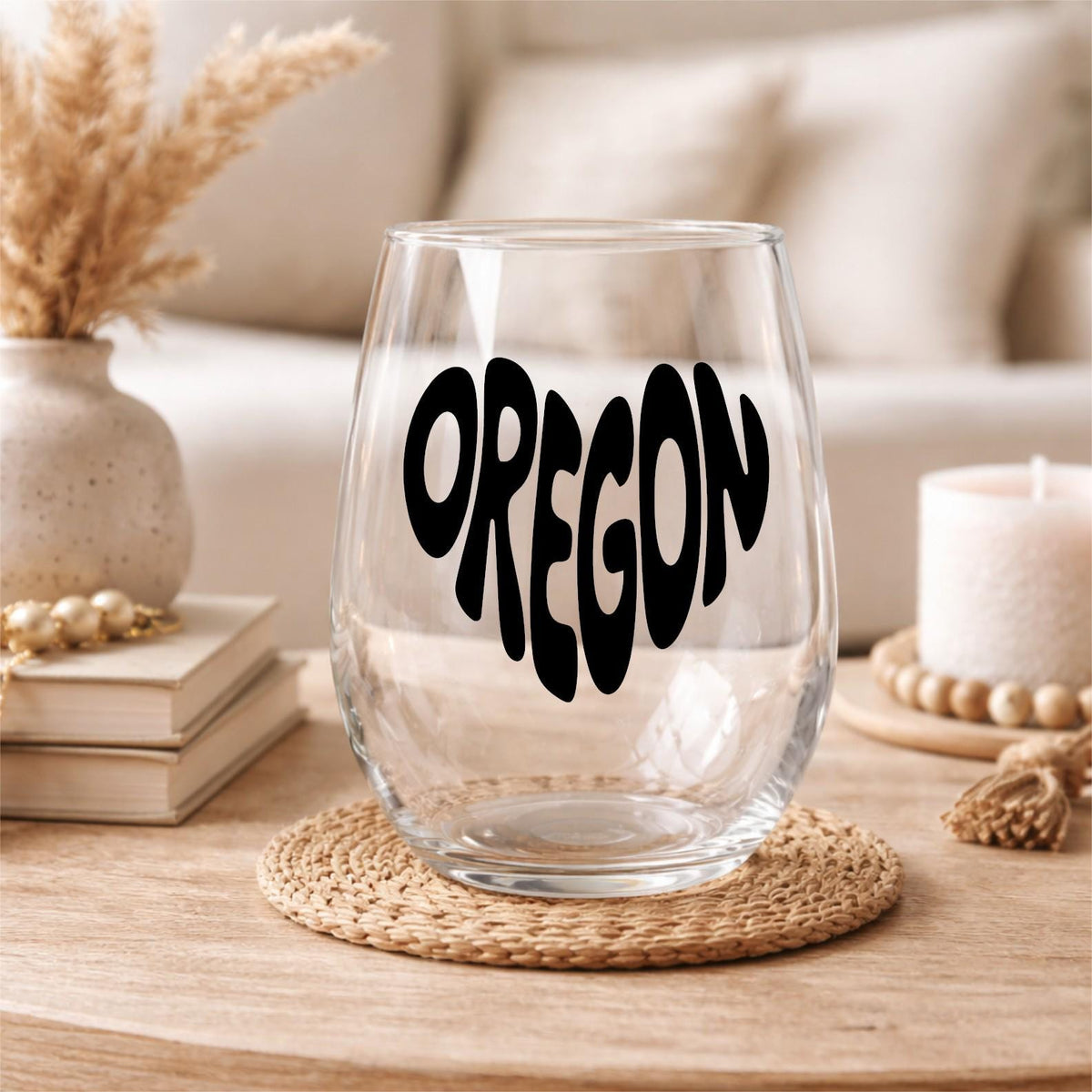 Oregon Stemless Wine Glass – Personalized State Wine Glass Gift