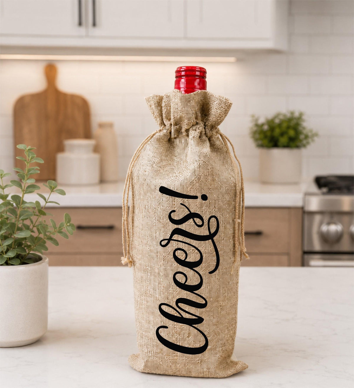 Cheers Wine Bottle Gift Bag – Reusable Drawstring Wine Bag for Wine Lovers