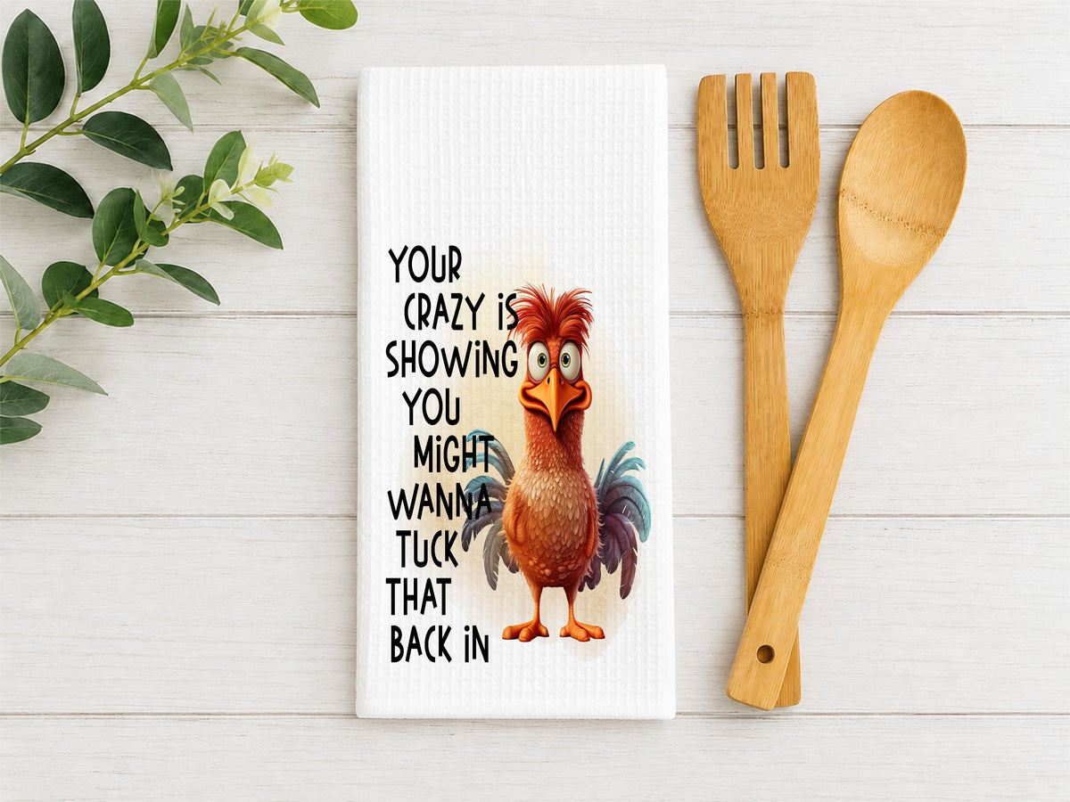 Funny Chicken Kitchen Towel, Waffle Weave Dish Towel, Farmhouse Decor