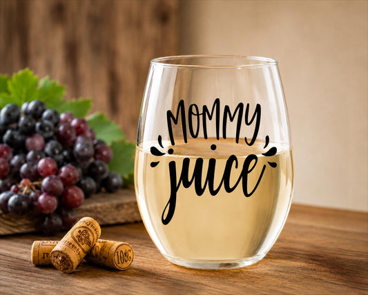 Mommy Juice Stemless Wine Glass, Funny Mom Gift, Mother's Day Wine Lover