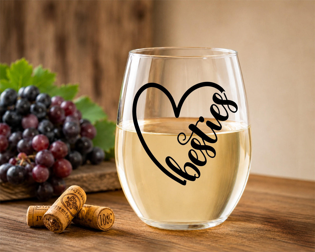 Personalized Bestie Stemless Wine Glass