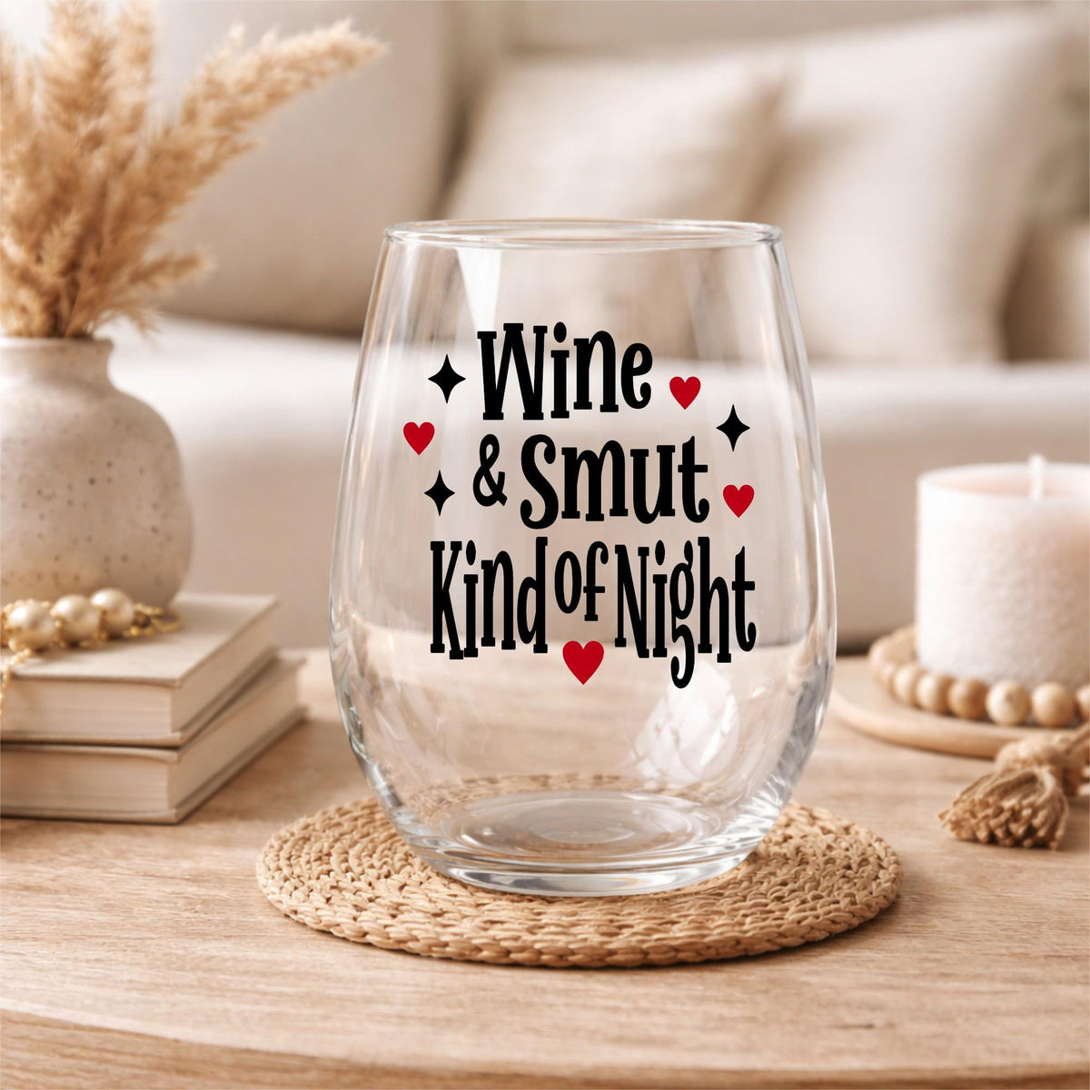 Wine & Smut Kind of Night Wine Glass – Funny Book Lover Gift