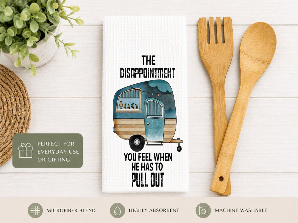 Funny RV Camping Kitchen Towel | Retro Camper Humor
