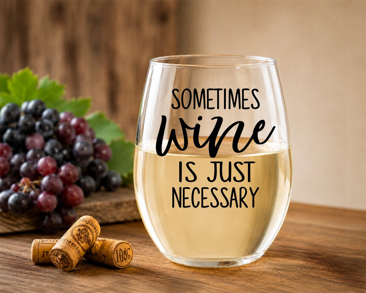 Funny Wine Glass Gift: Sometimes Wine Is Just Necessary