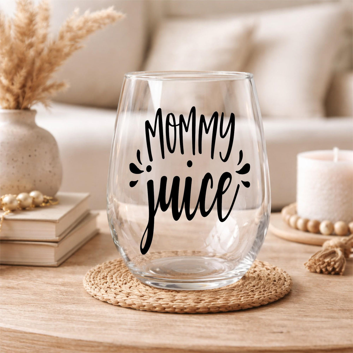 Mommy Juice Stemless Wine Glass, Funny Mom Gift, Mother's Day Wine Lover